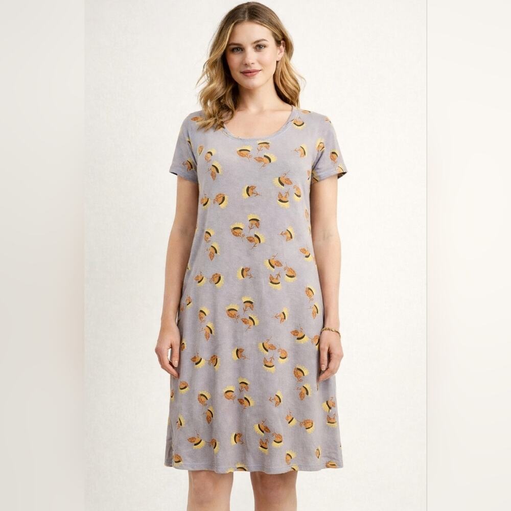 Matilda Jane Adventure Begins Write It Down Gray Swing Floral Dress Sz. XS #1400
